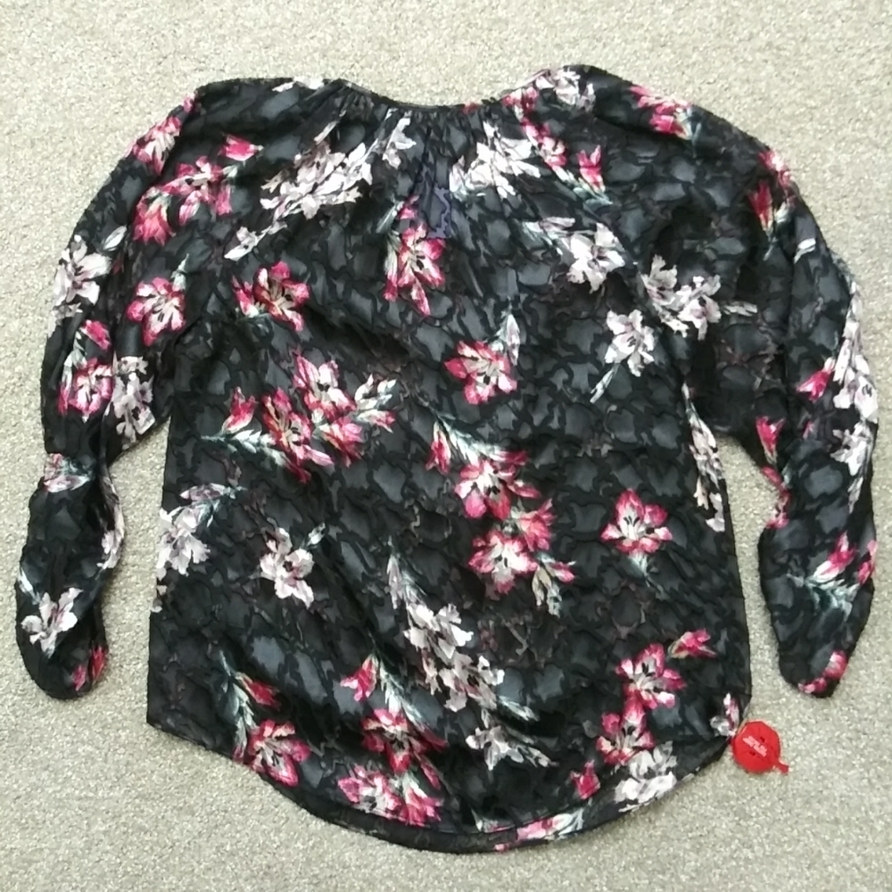 NWT Sz 0 Rebecca Taylor Silk Velvet Floral Top - Picture 7 of 11